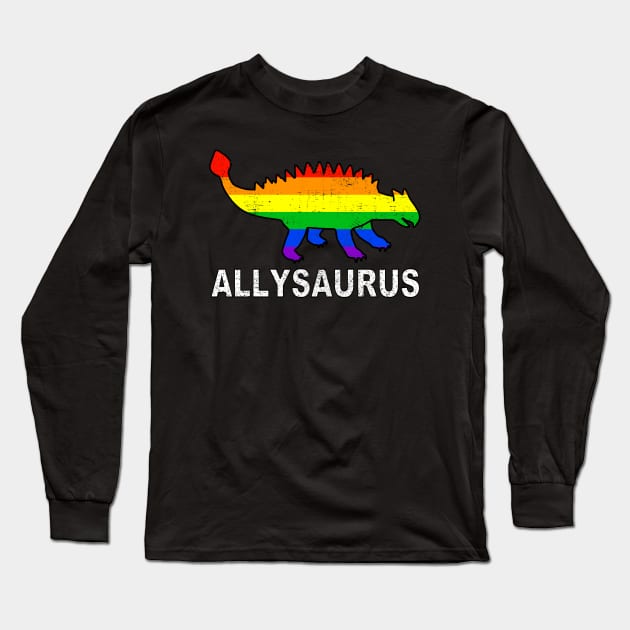 Allysaurus Ally Gay Pride Dinosaur Long Sleeve T-Shirt by Downtown Rose